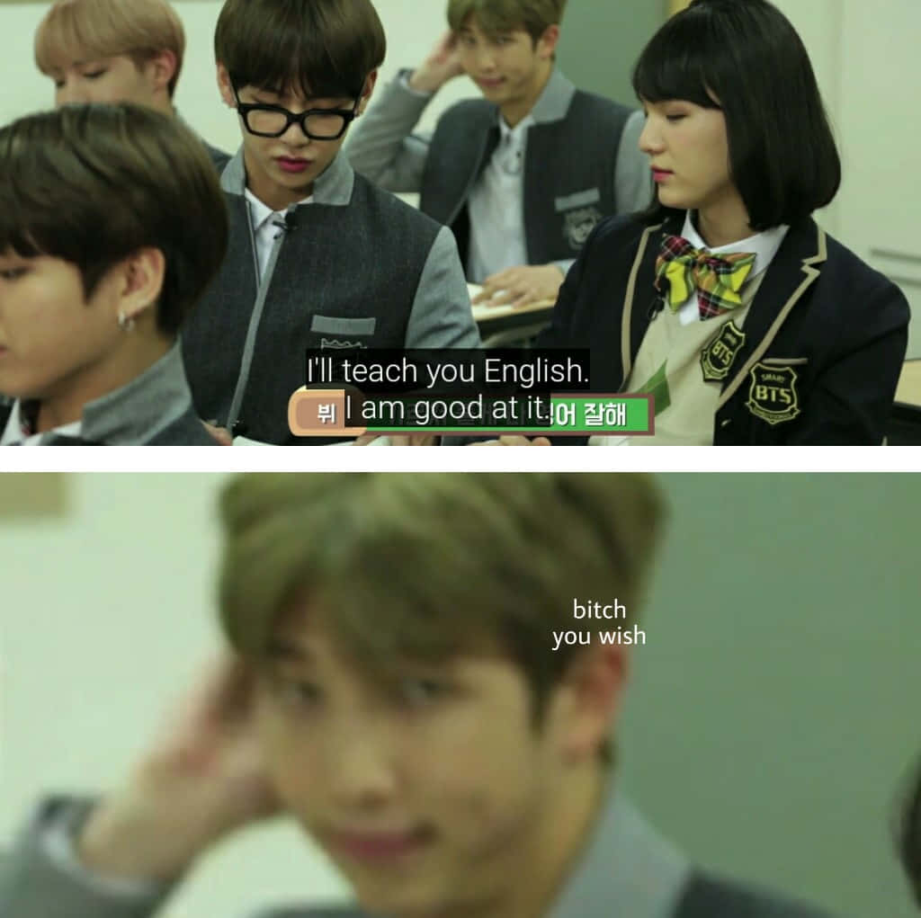BTS Meme, school uniforms, classroom, SD Desktop Wallpaper