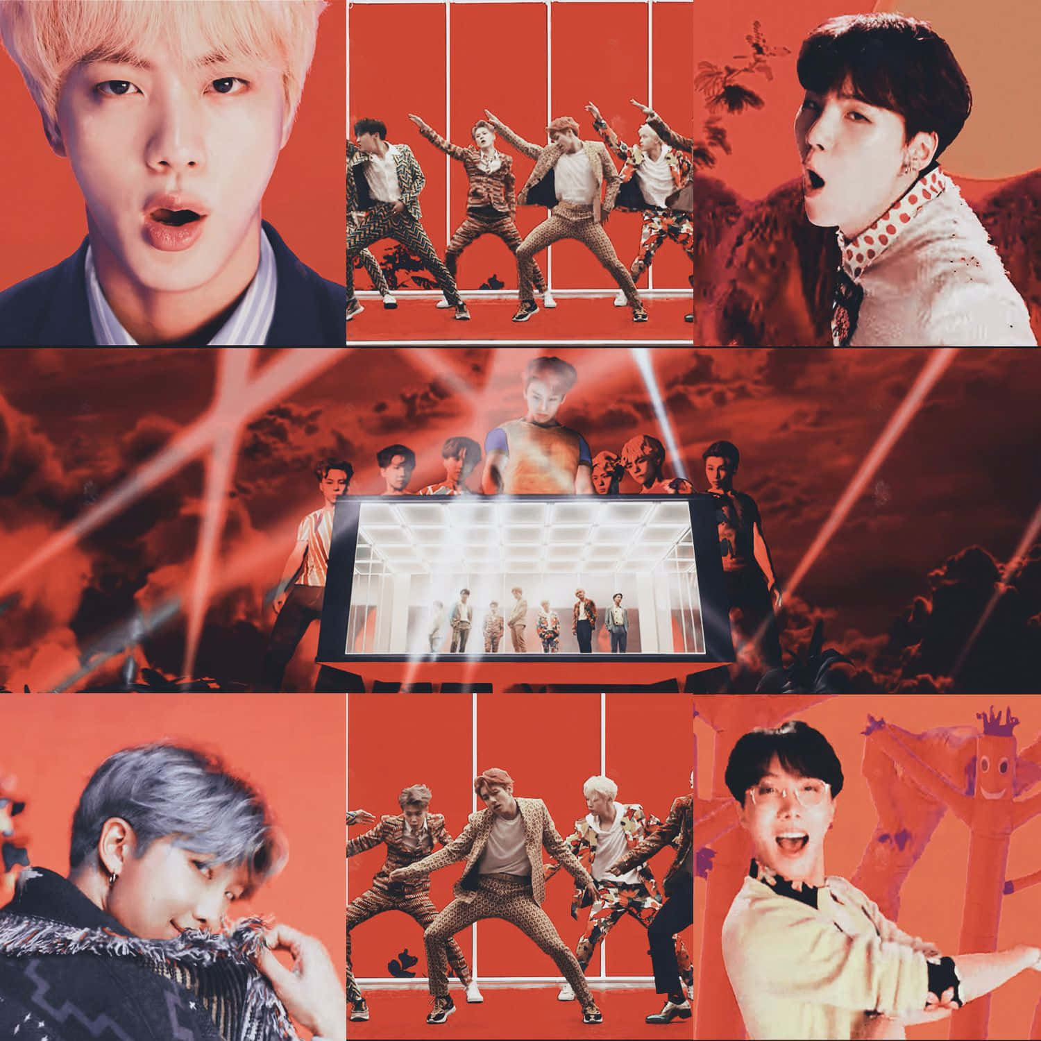 BTS, music video, vibrant red-themed, HD Desktop Wallpaper