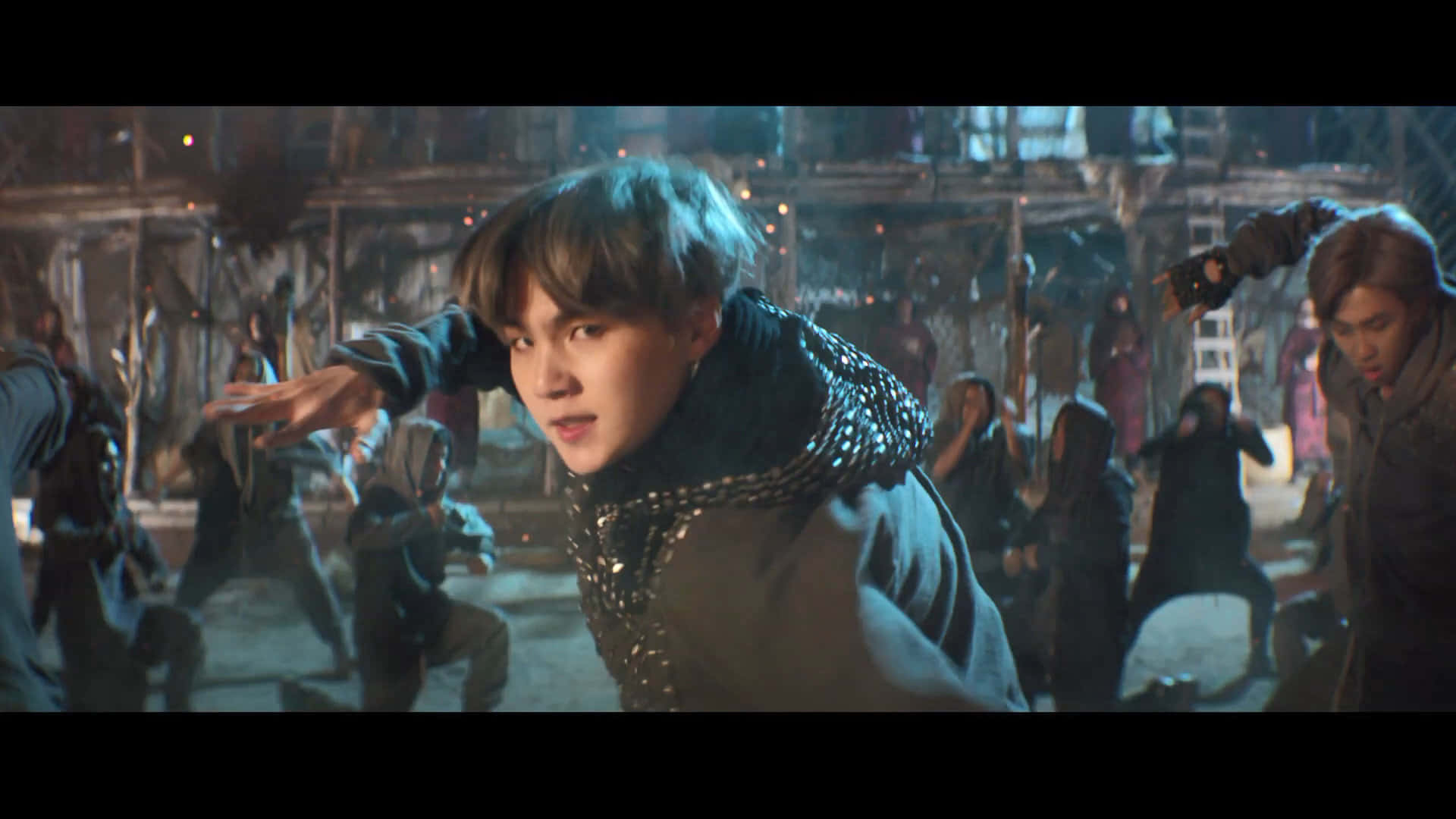 BTS, music video, dark studded outfit, Full HD Desktop Wallpaper