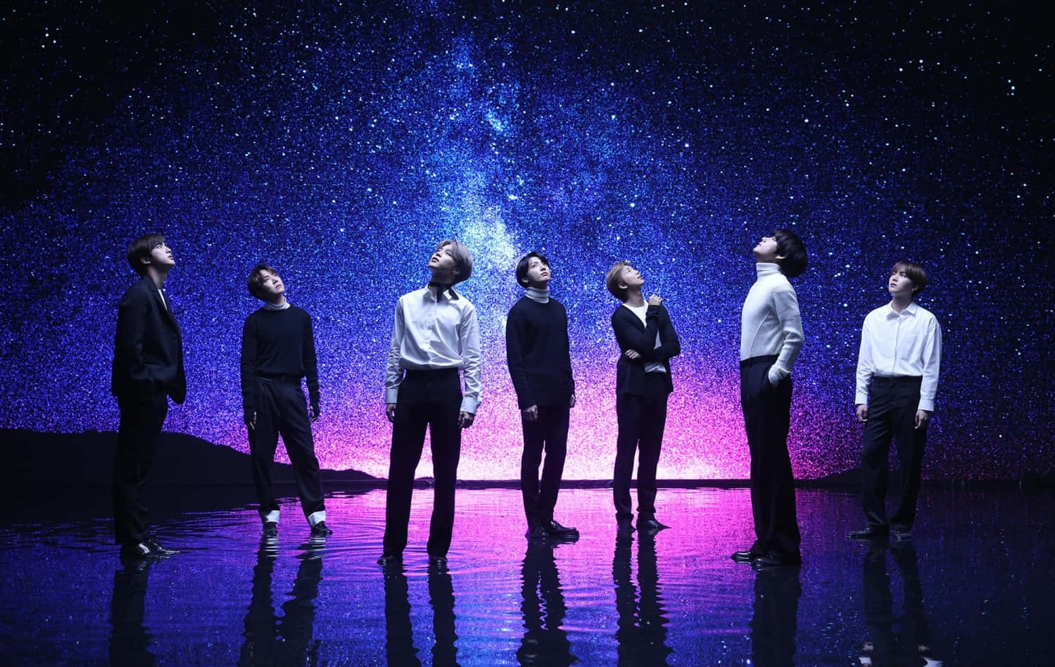 BTS, music video scene, reflective surface, HD Desktop Wallpaper