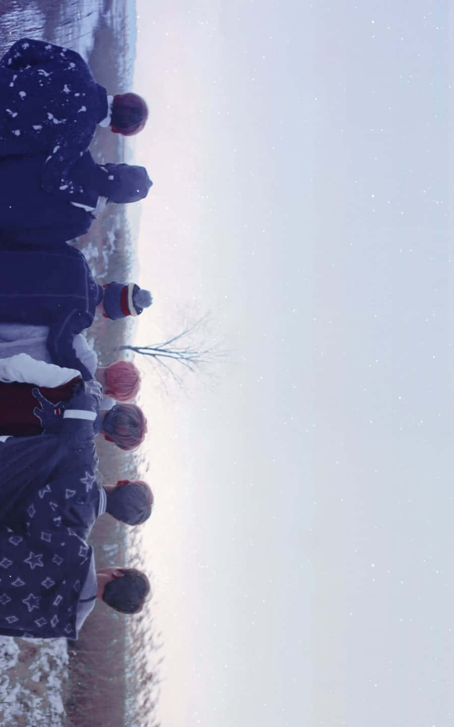 BTS, winter coats, snowy field, HD Phone Wallpaper