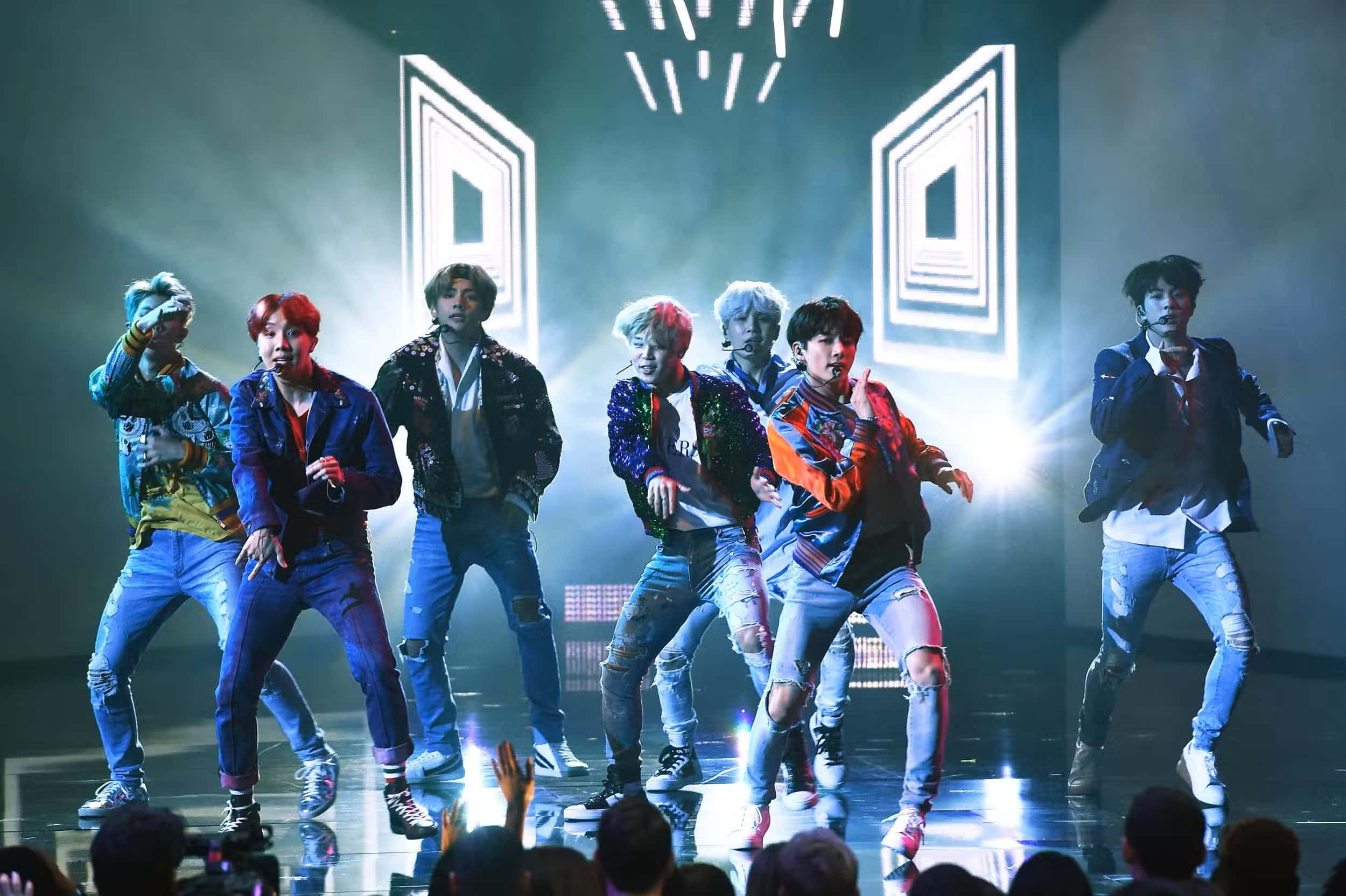 BTS Performance, Seven male performers, colorful jackets, Full HD Desktop Wallpaper