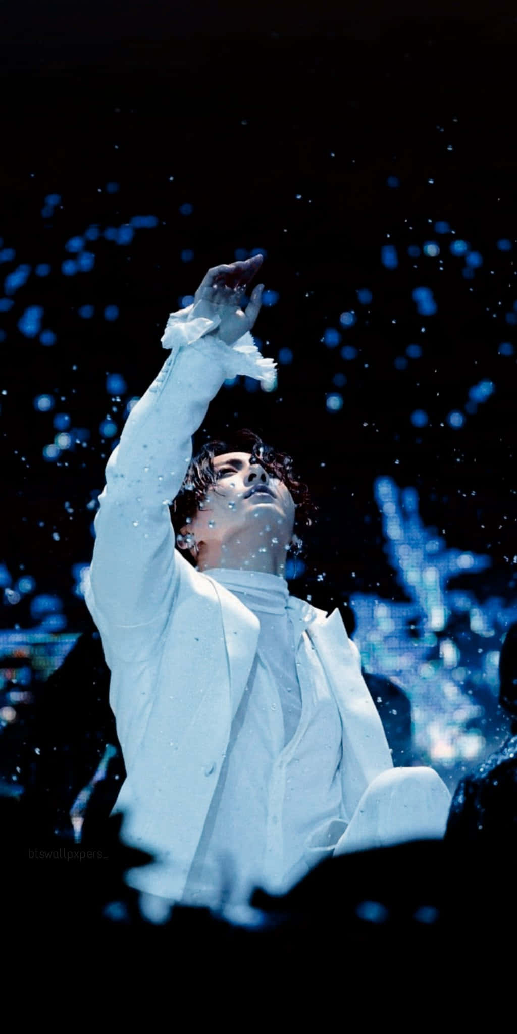 BTS, white suit, water droplets, Full HD Phone Wallpaper