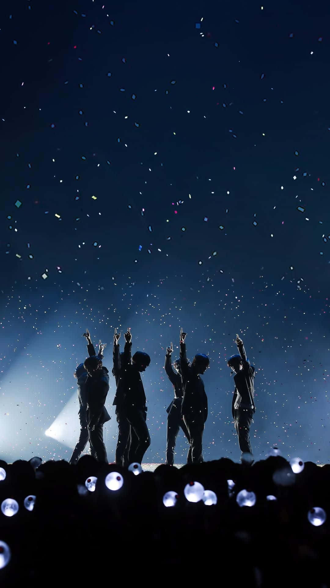 BTS, stage lights, confetti, Full HD Phone Wallpaper