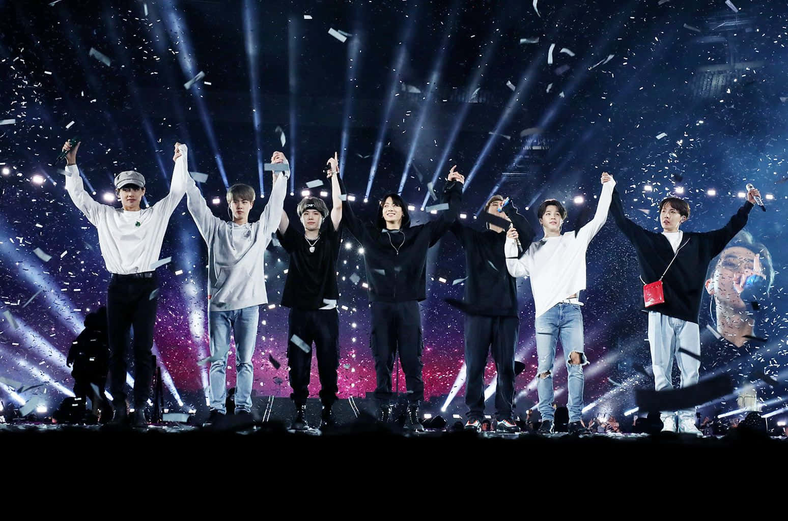BTS Performance, dazzling stage, confetti, HD Desktop Wallpaper