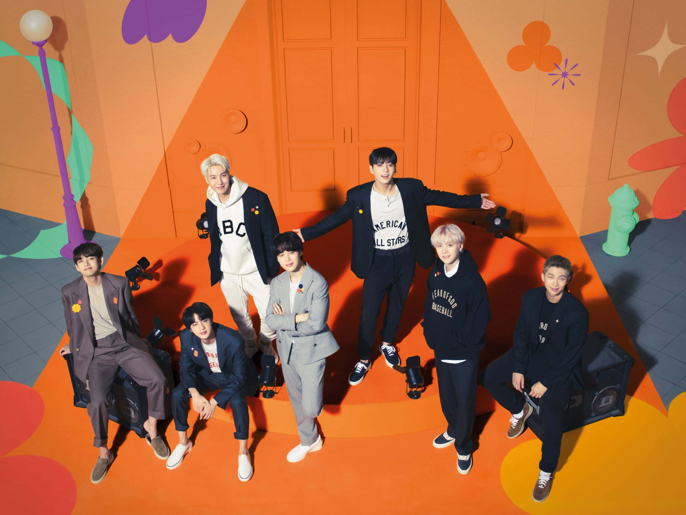 BTS, Permission to Dance, vibrant orange, Full HD Desktop Wallpaper