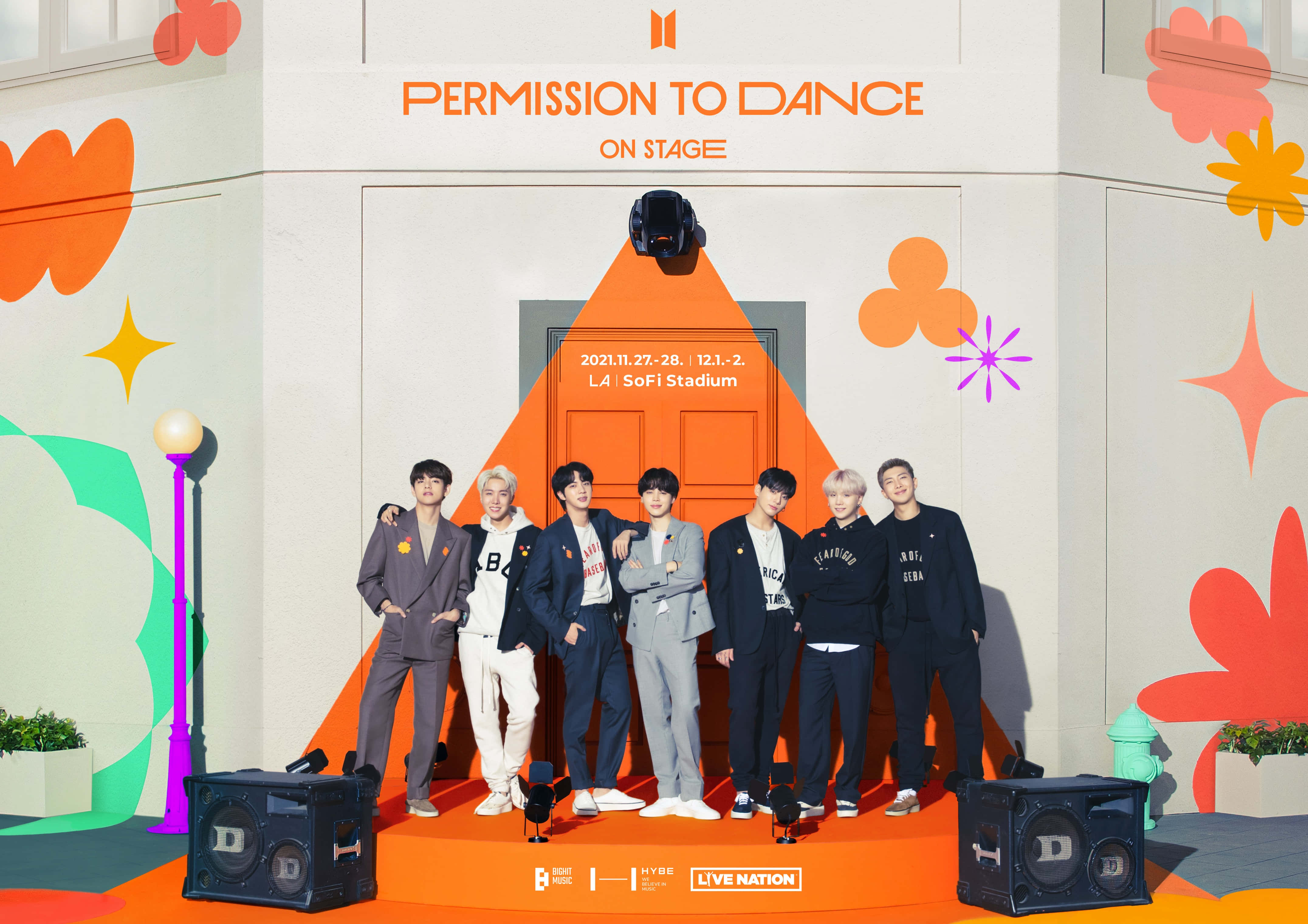 BTS, Permission to Dance, orange stage, 4K Desktop Wallpaper