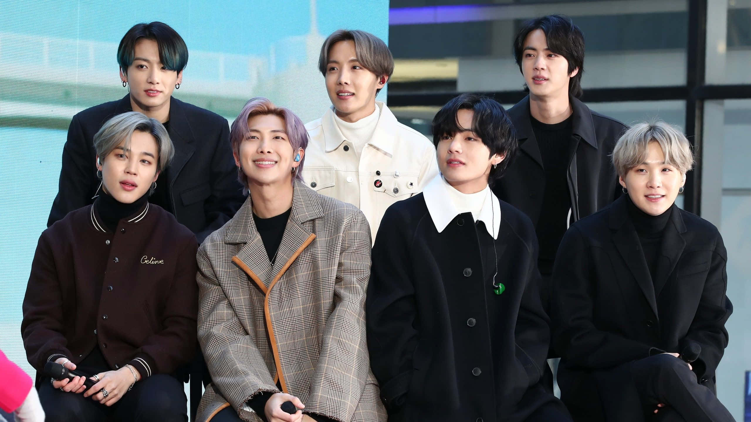 BTS, Permission To Dance, modern event venue, 2K Desktop Wallpaper