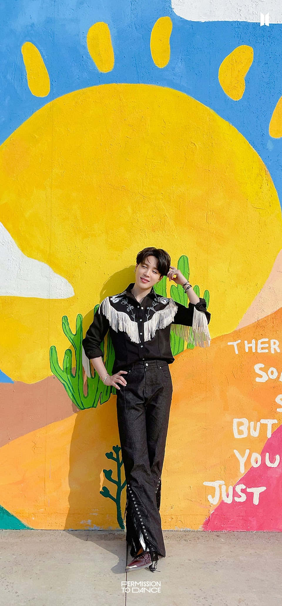 Bts Permission To Dance, colorful wall, vibrant mural, Full HD Phone Wallpaper