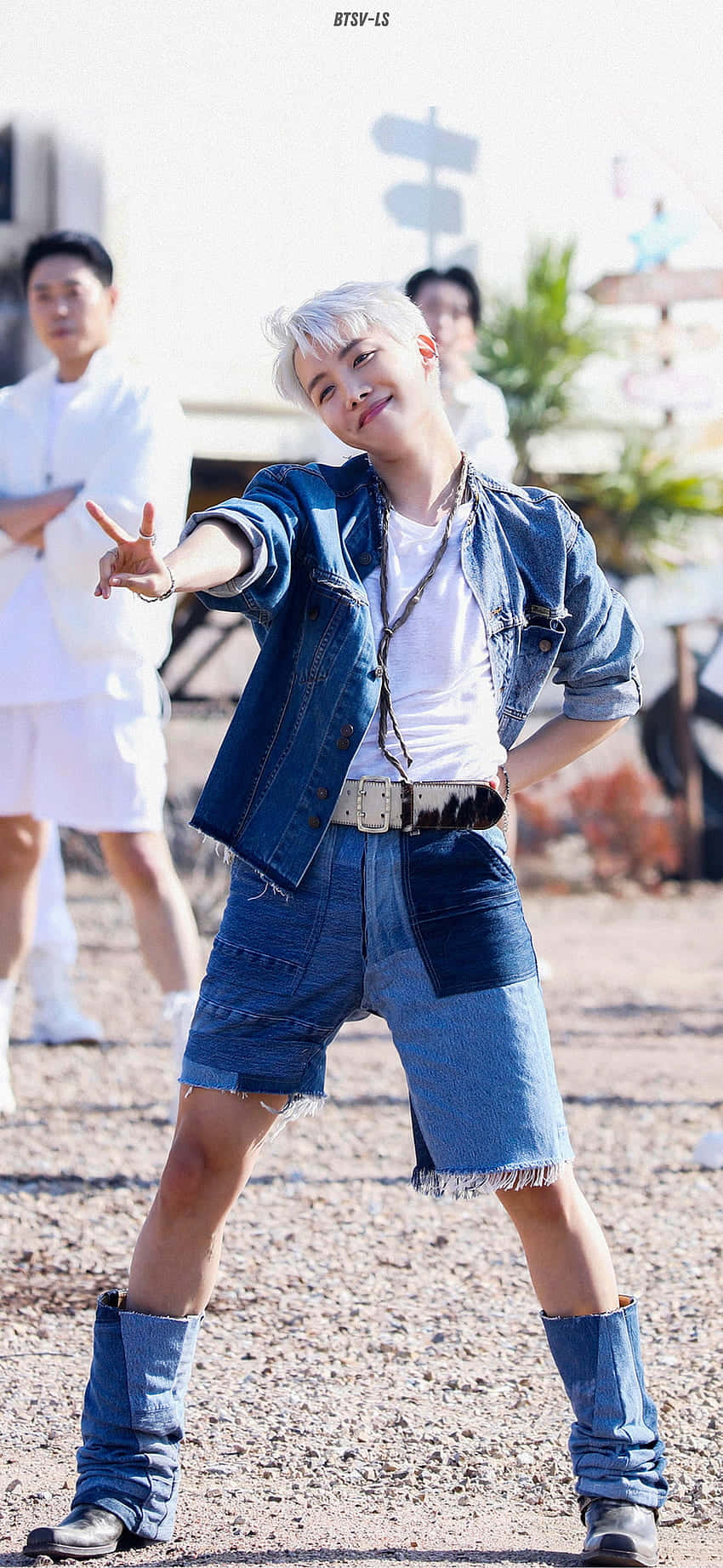 BTS Permission To Dance, silver hair, denim shorts, HD Phone Wallpaper