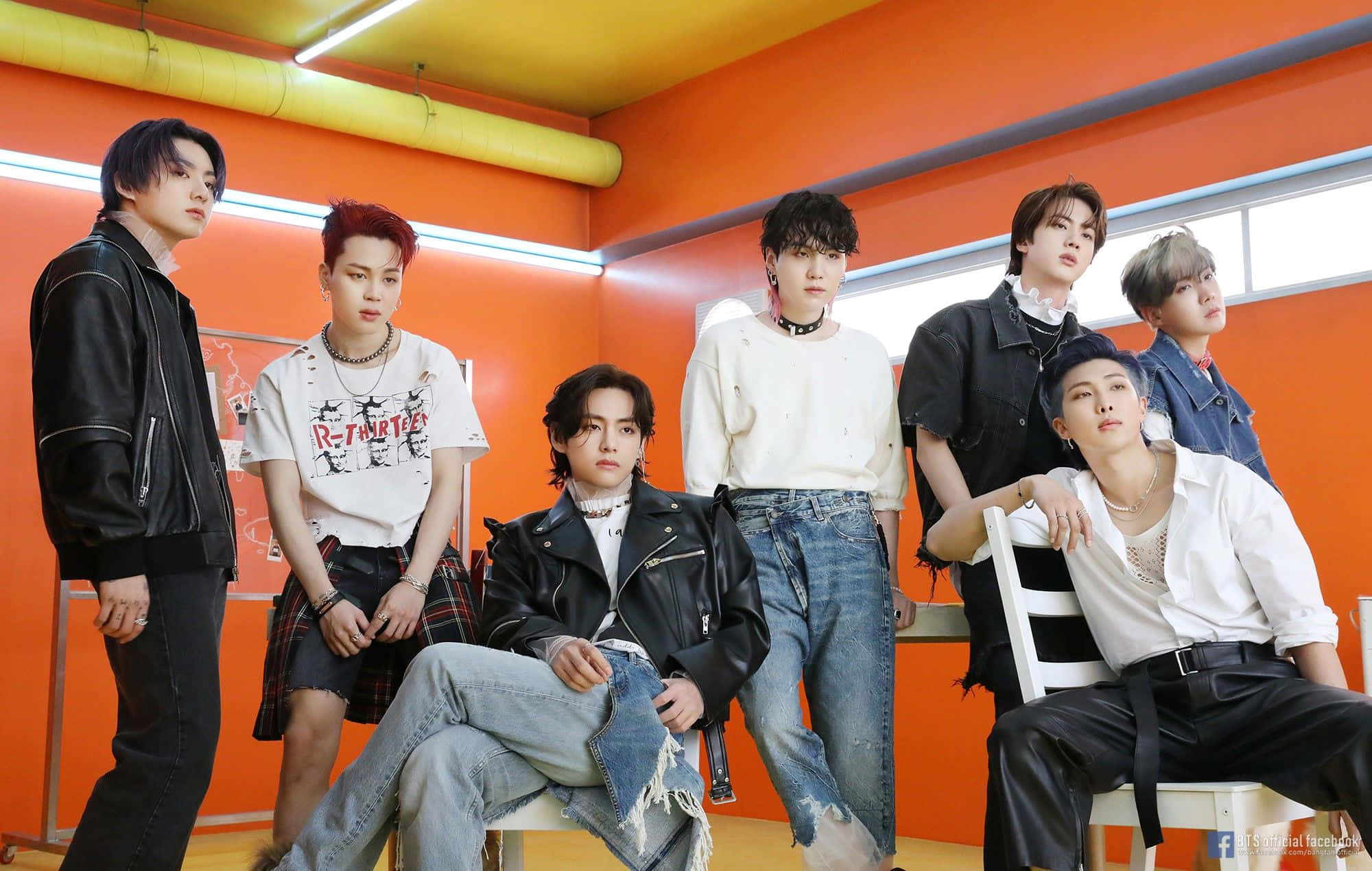 BTS, Permission To Dance, vibrant orange room, Full HD Desktop Wallpaper