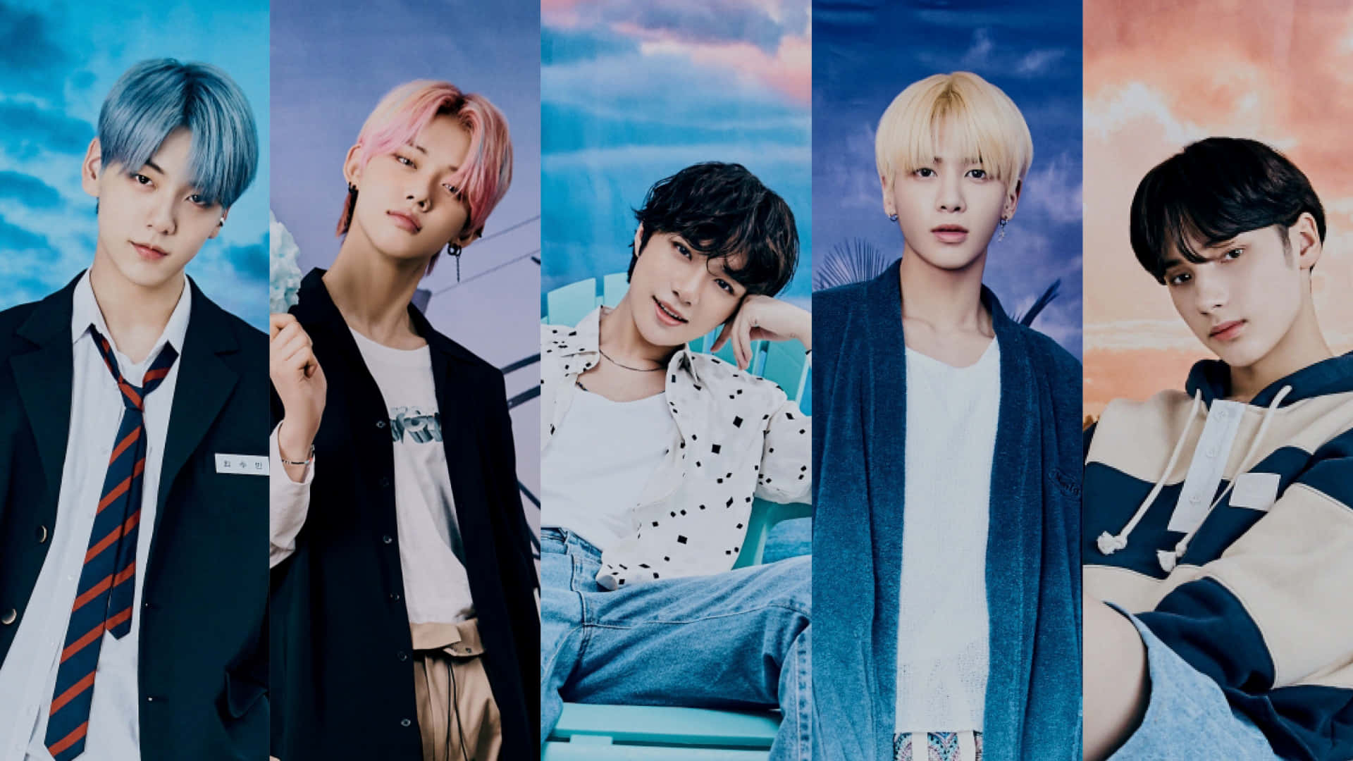 bts, Five stylish young men, colorful hair, Full HD Desktop Wallpaper