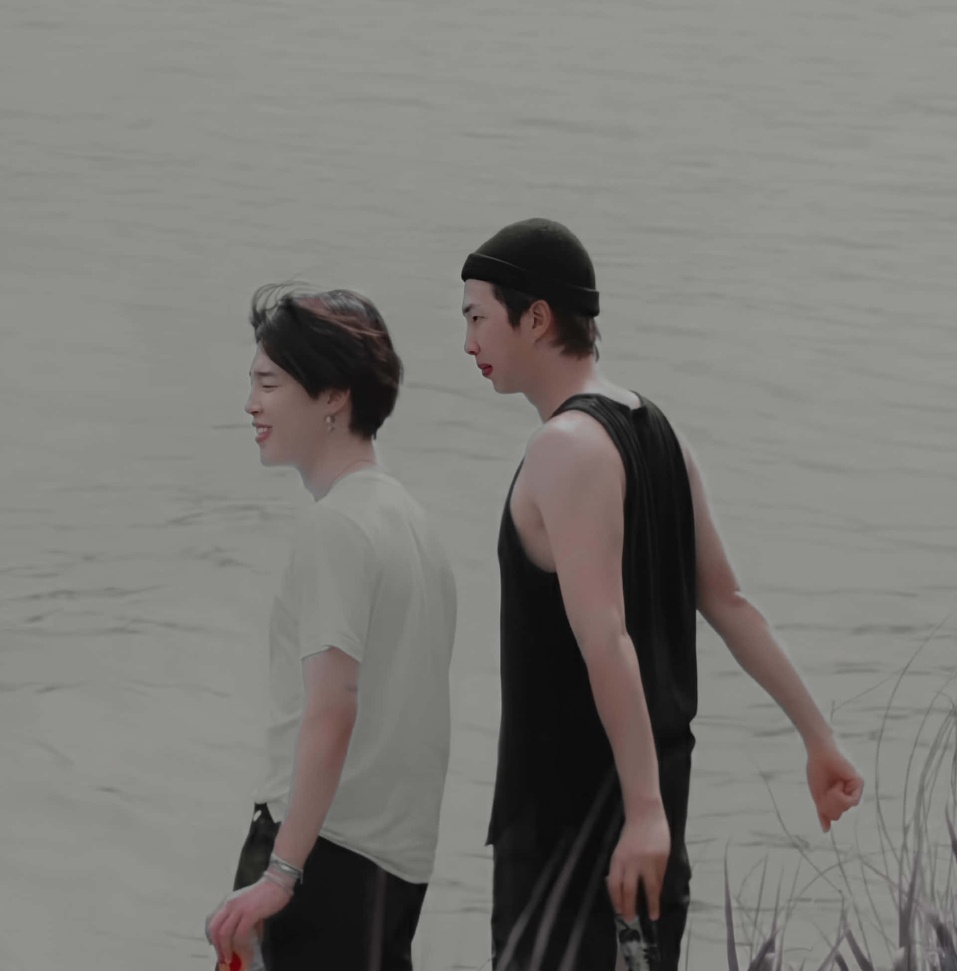 BTS, water's edge, soft overcast light, Full HD Phone Wallpaper