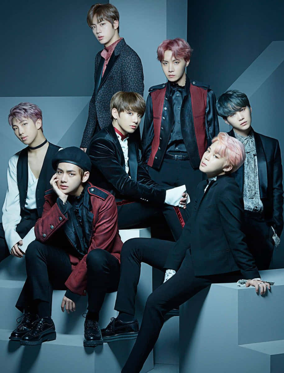 B T S, group photo, stylish pose, SD Phone Wallpaper
