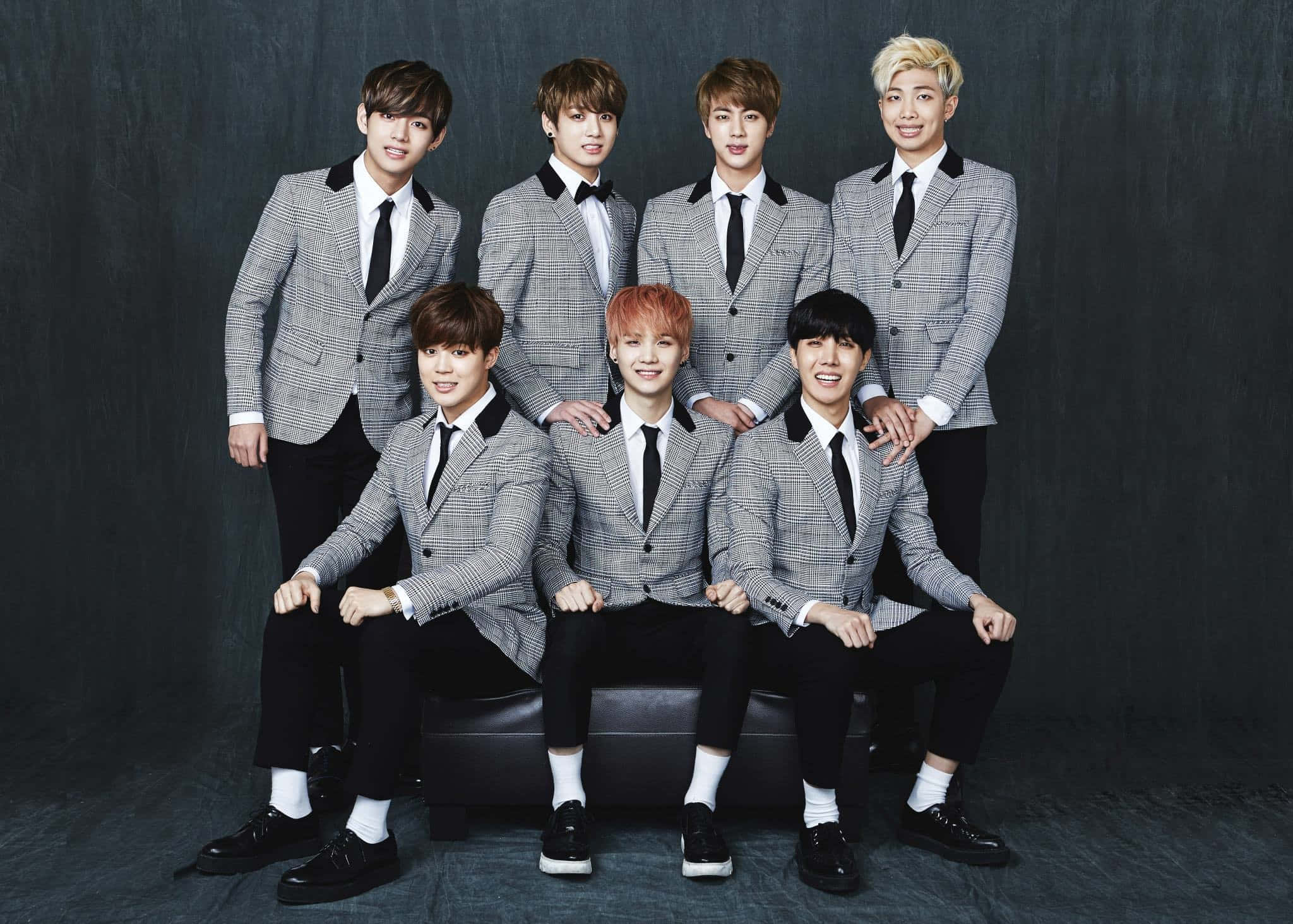 BTS, plaid suits, gray checkered suits, Full HD Desktop Wallpaper
