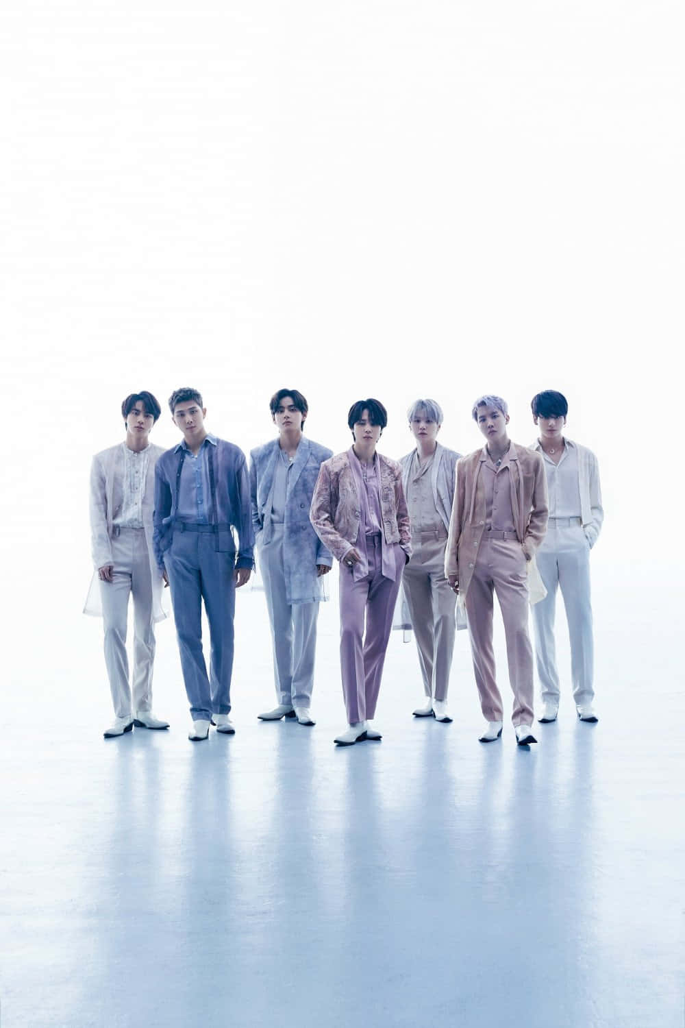 BTS, pastel suits, bright white studio backdrop, HD Phone Wallpaper