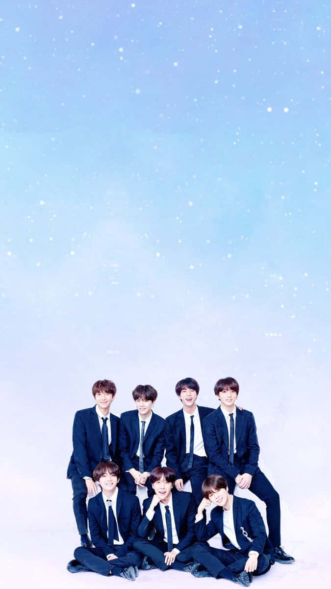 BTS, blue starry sky, dark suits, SD Phone Wallpaper