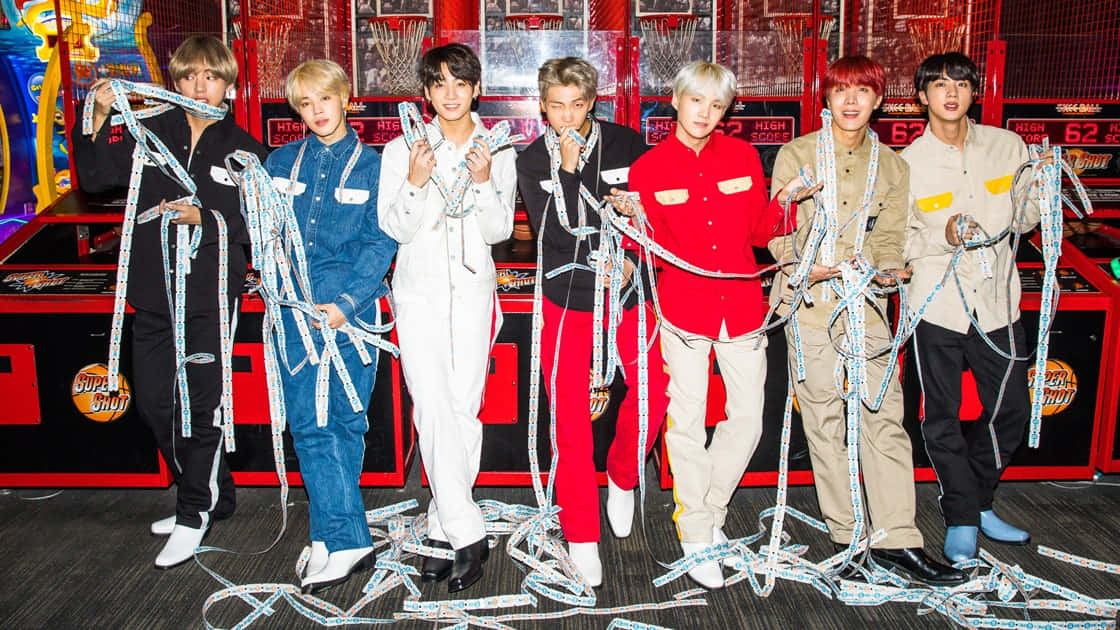 BTS Photoshoot, arcade theme, colorful outfits, SD Desktop Wallpaper