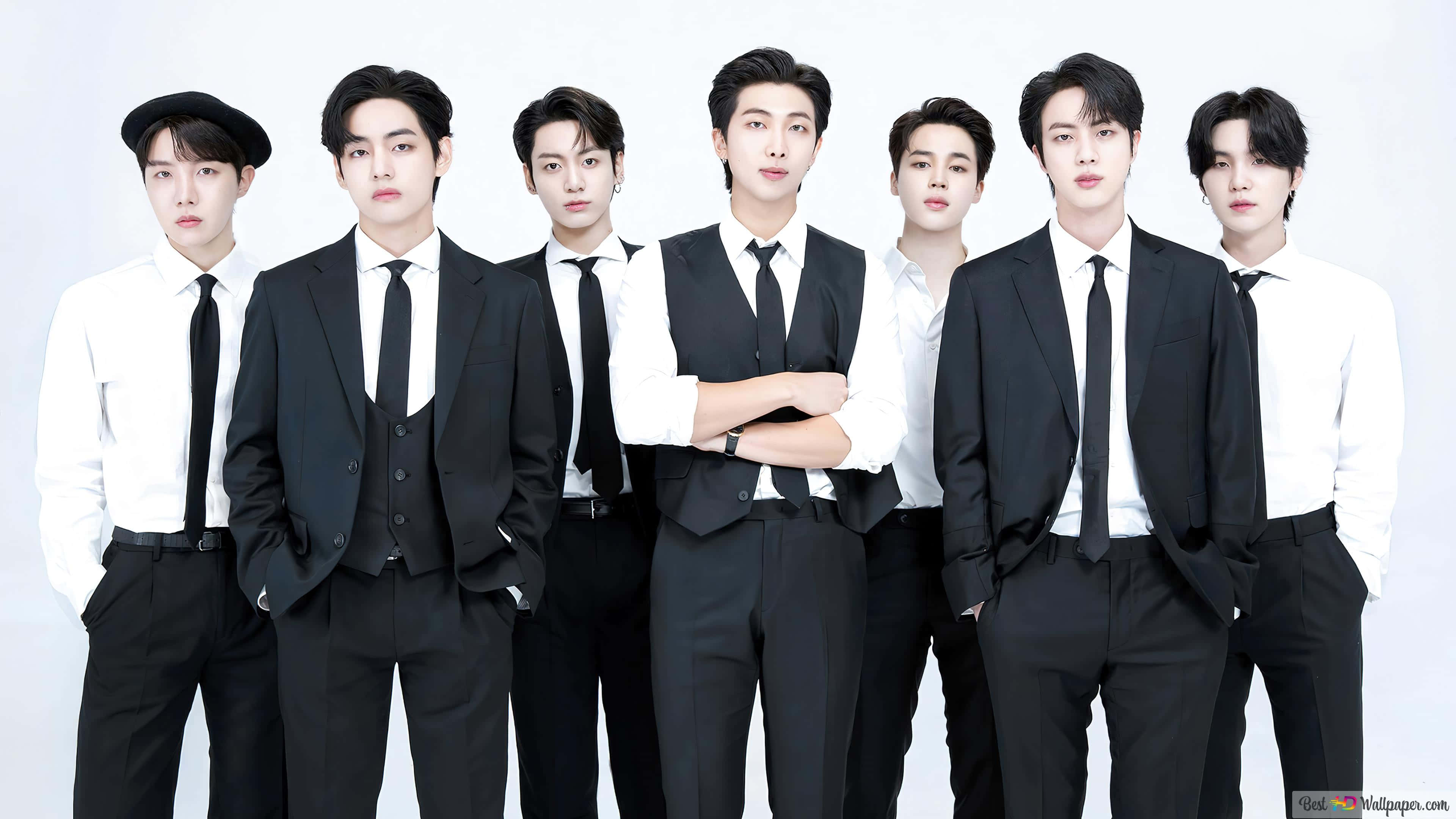 BTS, black suits, white shirts, 4K Desktop Wallpaper