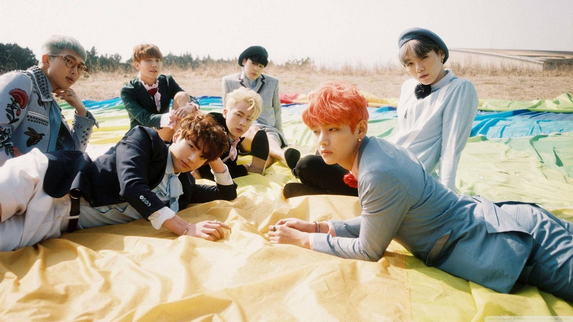 BTS, blanket, yellow and green tarp, Full HD Desktop Wallpaper