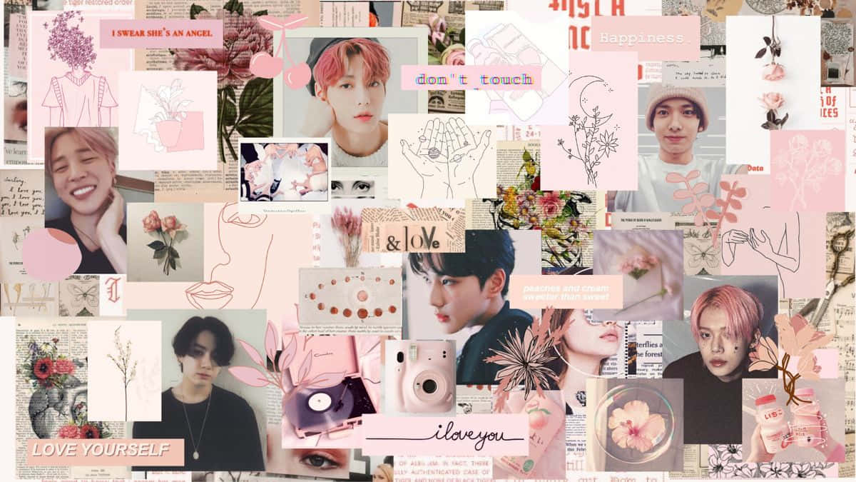 BTS, Pink Aesthetic Desktop, soft pink, SD Desktop Wallpaper