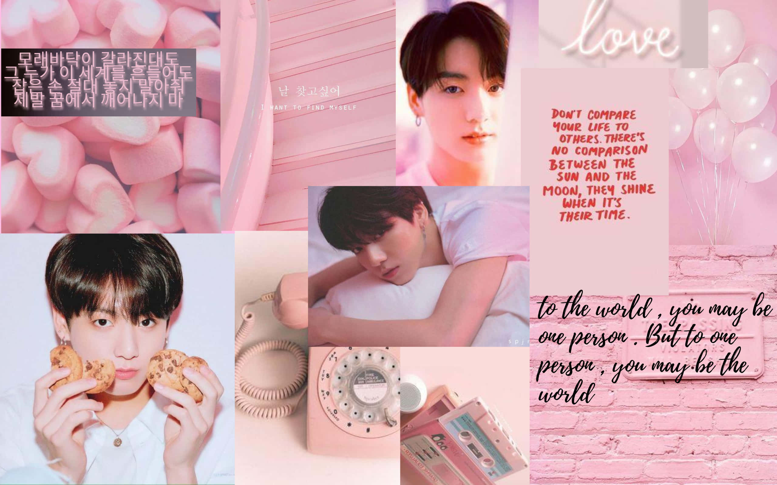 BTS, Pink Aesthetic, desktop, 2K Desktop Wallpaper