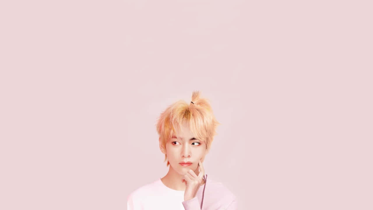BTS, Pink Aesthetic Desktop, blonde hair, HD Desktop Wallpaper