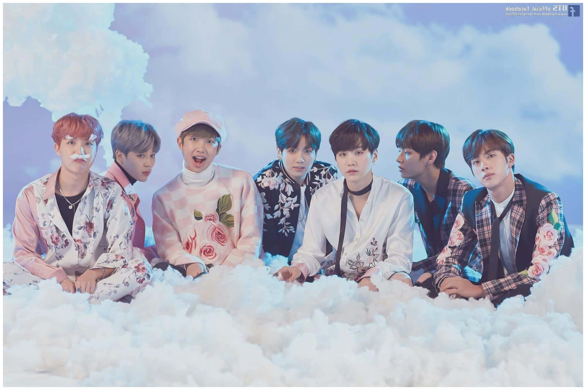 BTS, pink aesthetic, floral outfits, Full HD Desktop Wallpaper