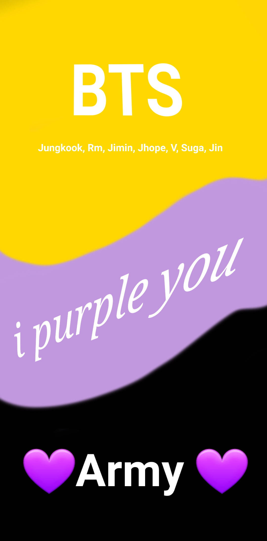 BTS, purple hearts, yellow, Full HD Phone Wallpaper