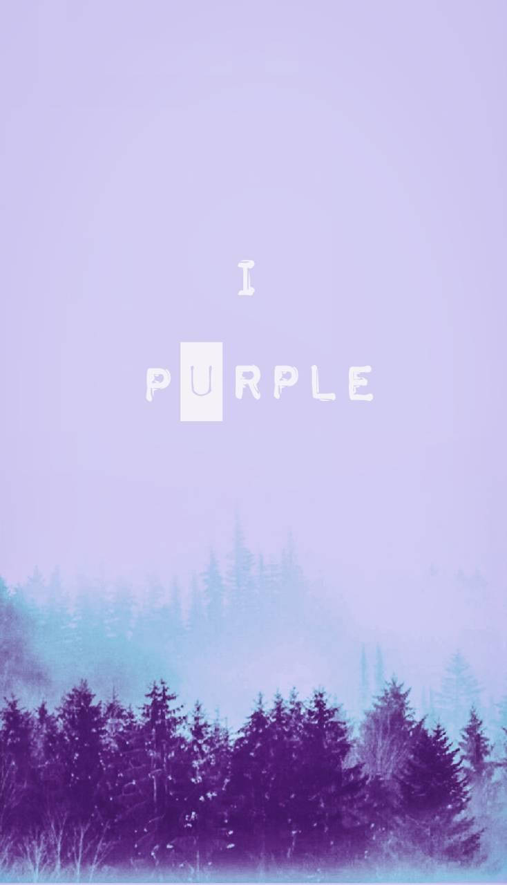 I PURPLE, misty forest silhouette, purple and teal hues, HD Phone Wallpaper