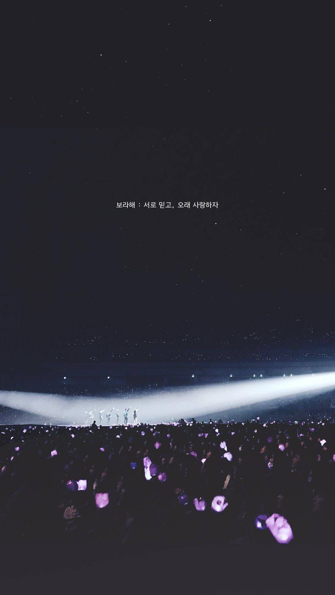 Bts Purple Aesthetic, starry night concert, bright stage lights, Full HD Phone Wallpaper