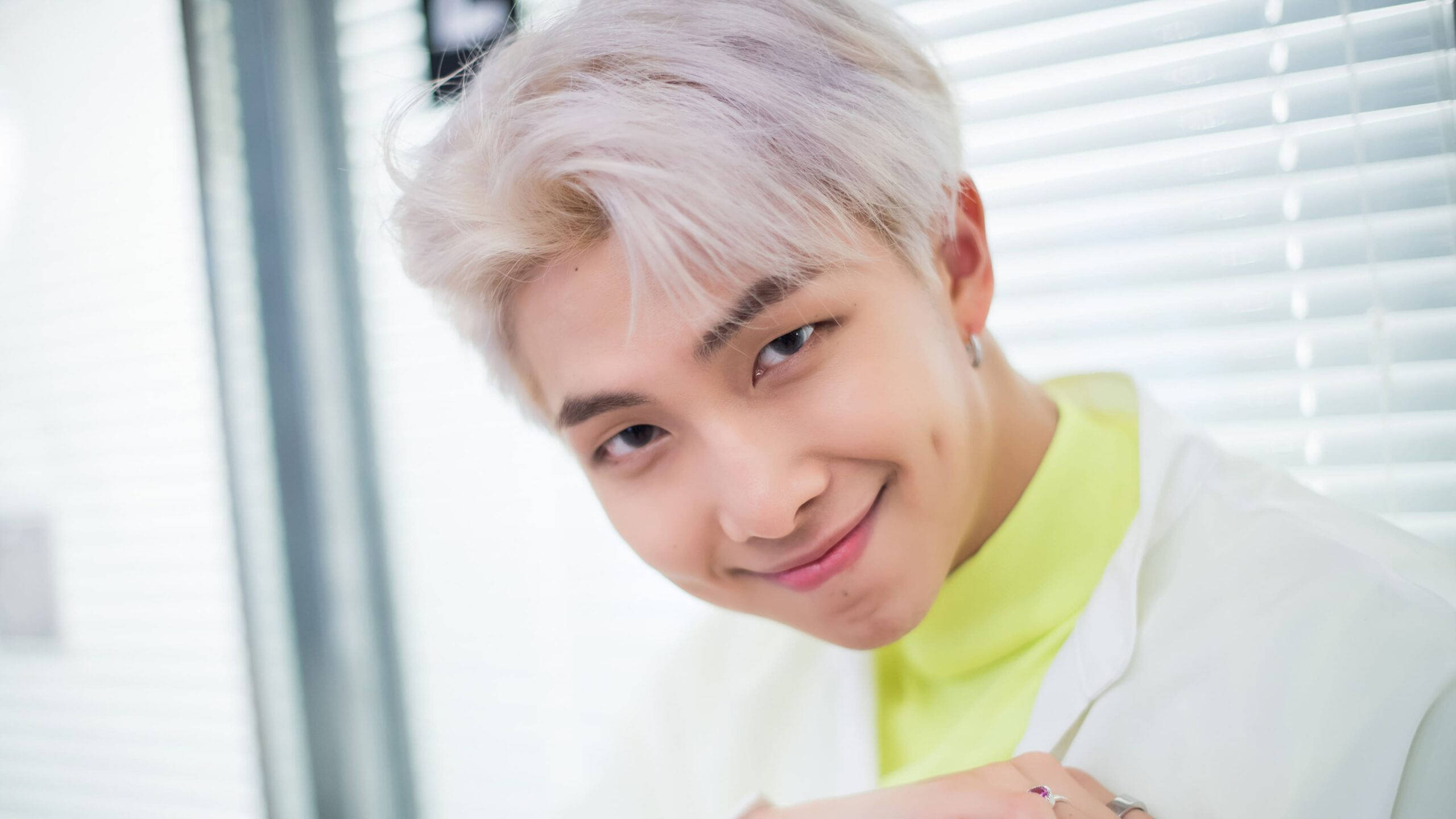 Rm, BTS, platinum blonde hair, 2K Desktop Wallpaper