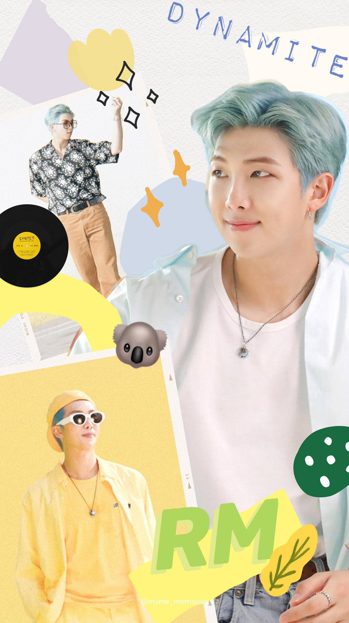 BTS RM, blue hair, white shirt, Full HD Phone Wallpaper