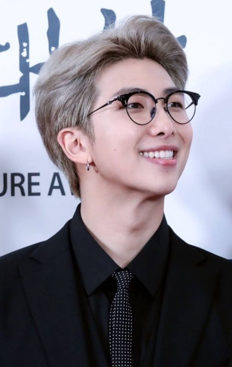 BTS RM, silver hair, round glasses, HD Phone Wallpaper