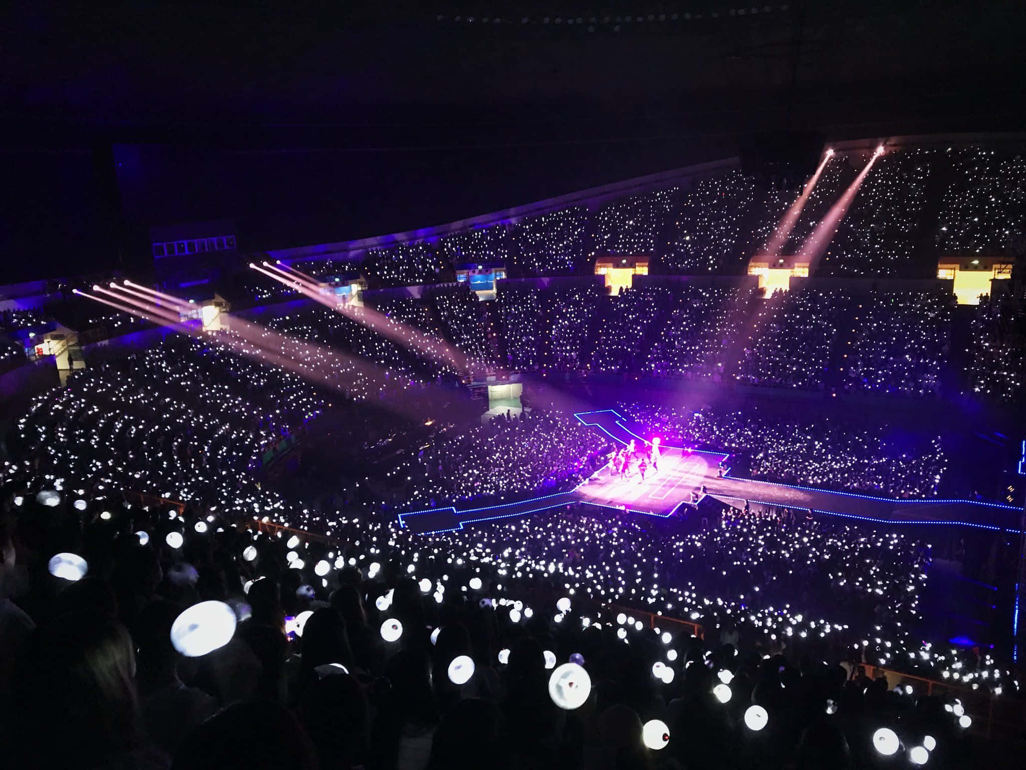 BTS, Stage, purple stage beams, Full HD Desktop Wallpaper