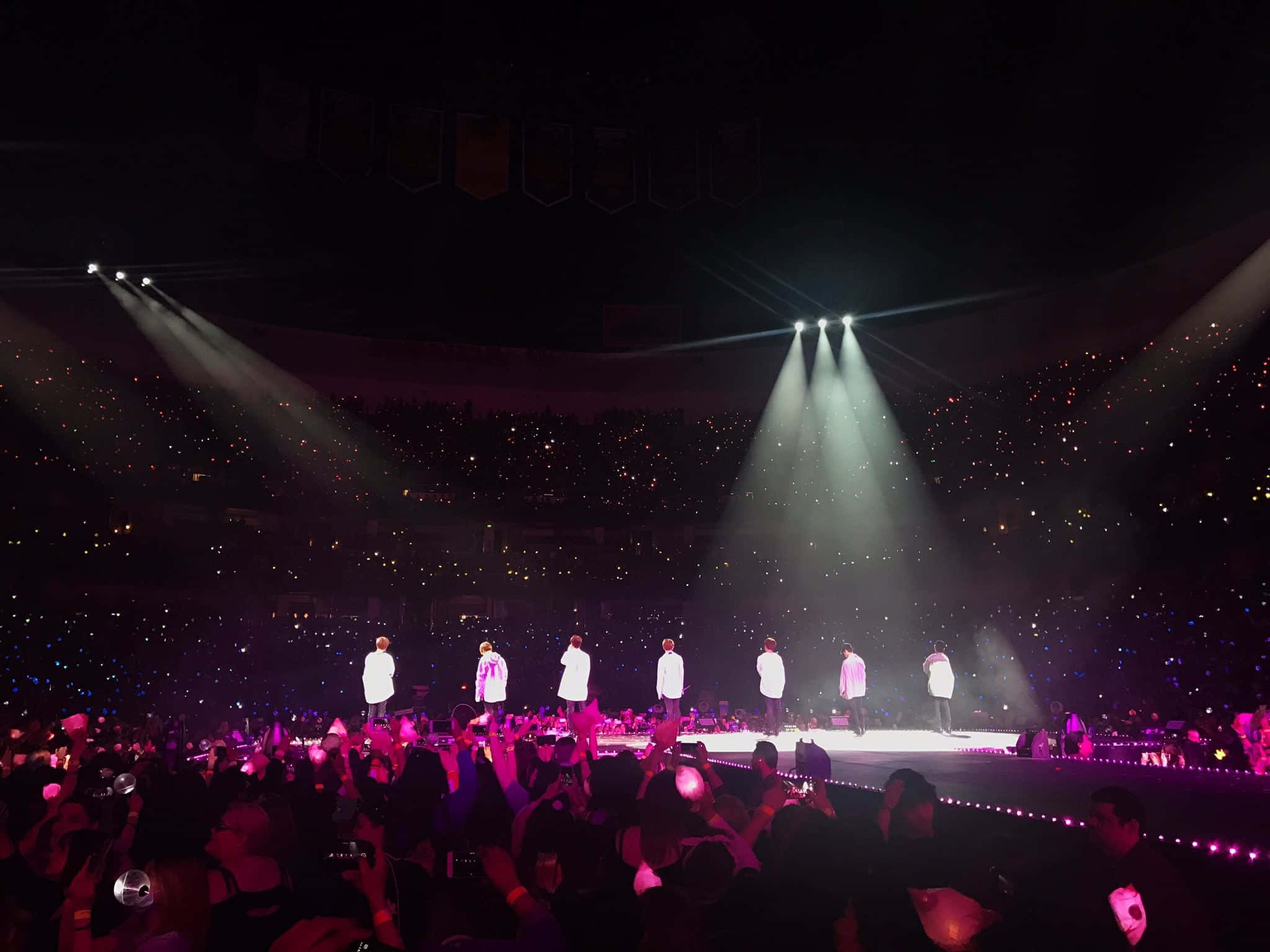 BTS, Stage, white outfits, Full HD Desktop Wallpaper