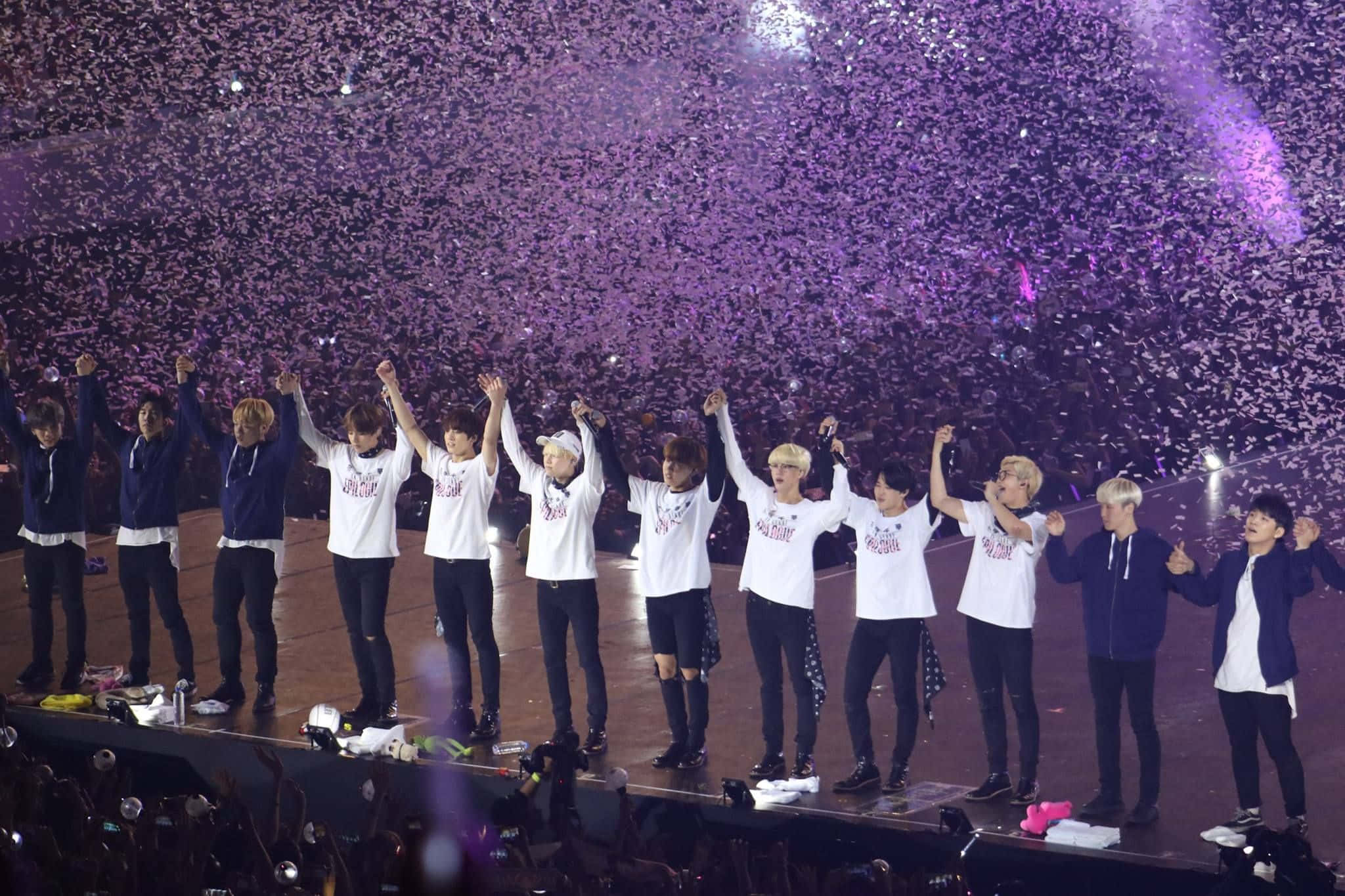 Bts Stage, purple confetti, concert, Full HD Desktop Wallpaper