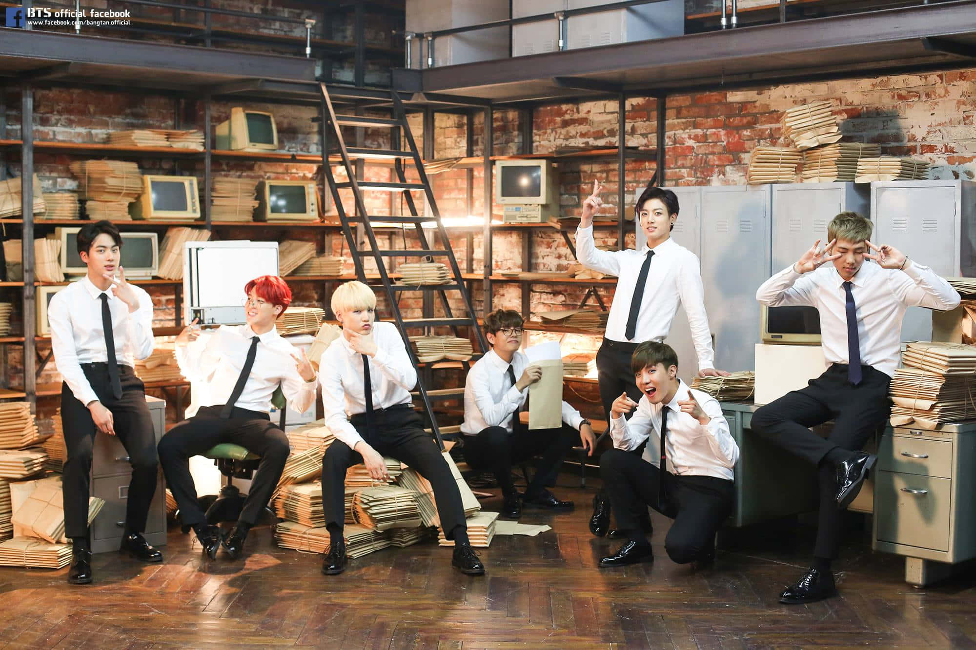 BTS, white shirts, black ties, Full HD Desktop Wallpaper