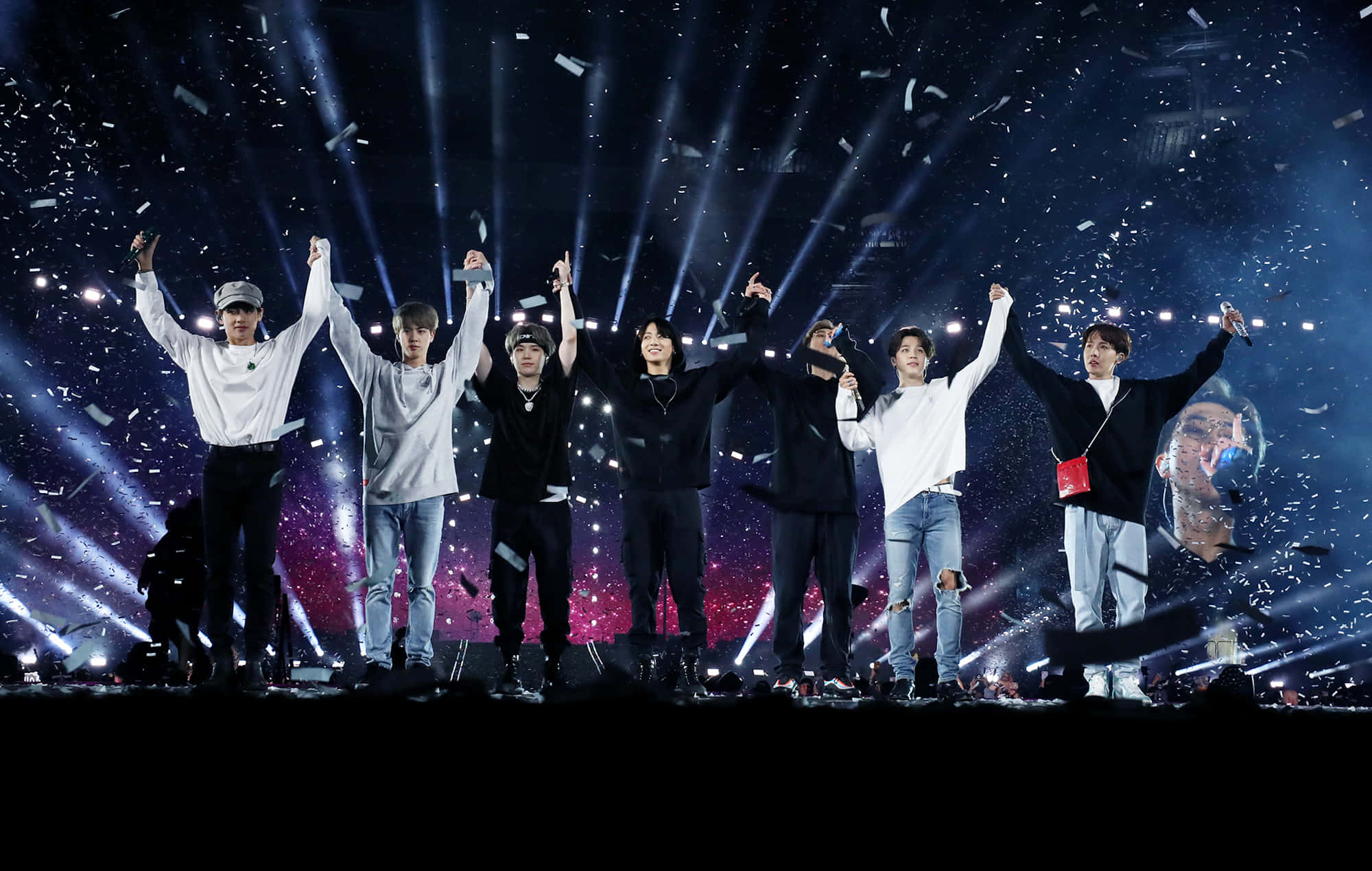 BTS Stage, confetti, bright spotlights, Full HD Desktop Wallpaper