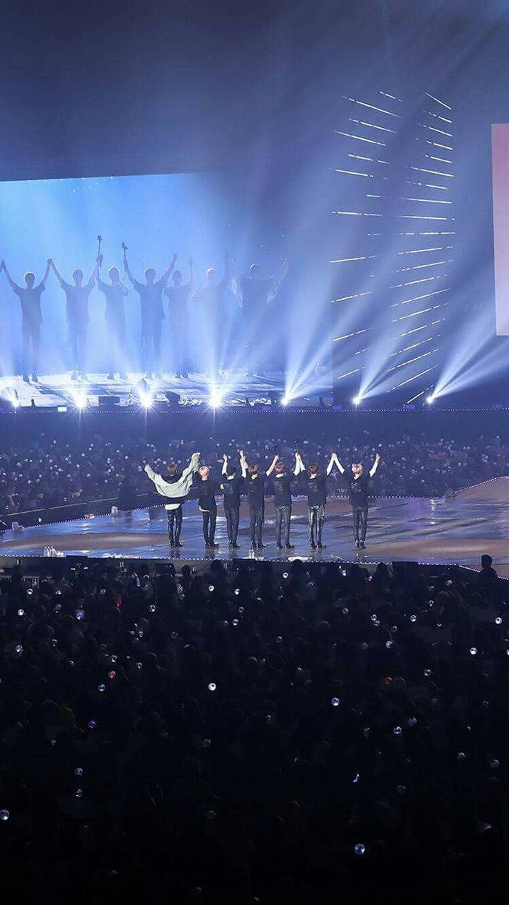 BTS, concert, brightly lit stage, HD Phone Wallpaper