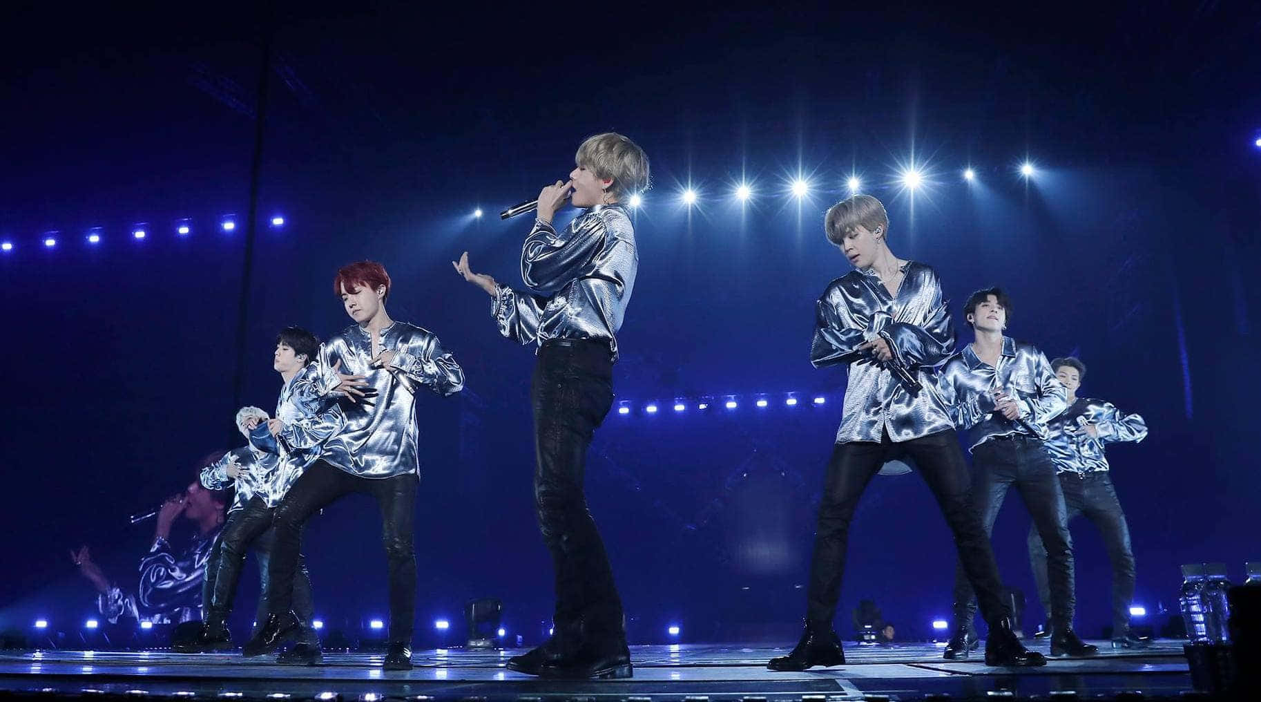 BTS, Stage, shiny silver jackets, HD Desktop Wallpaper