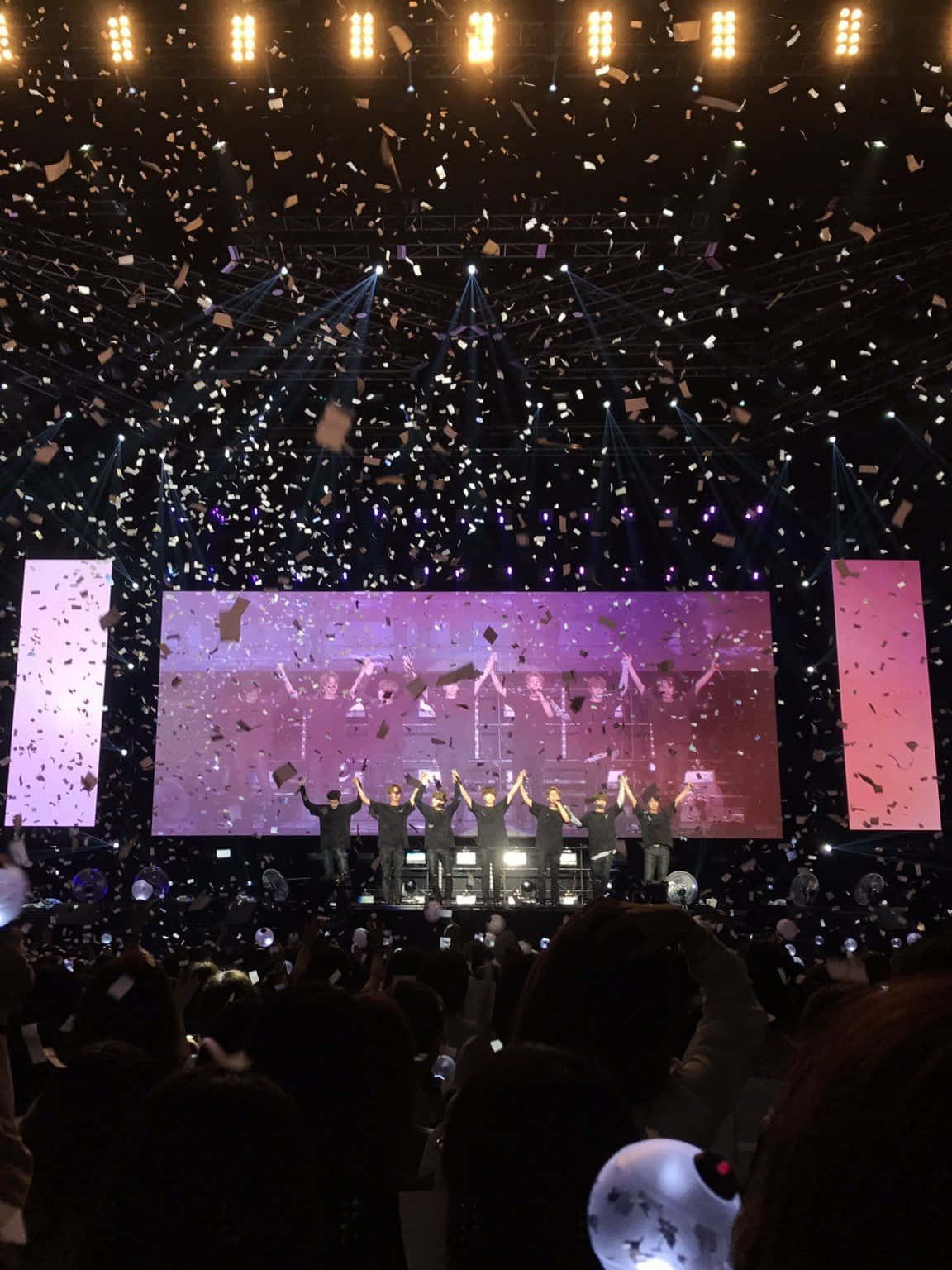 BTS Stage, confetti, purple lighting, HD Phone Wallpaper