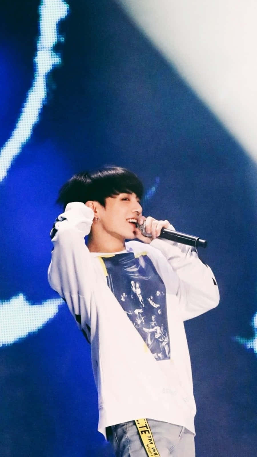 BTS, live concert, blue stage lights, HD Phone Wallpaper