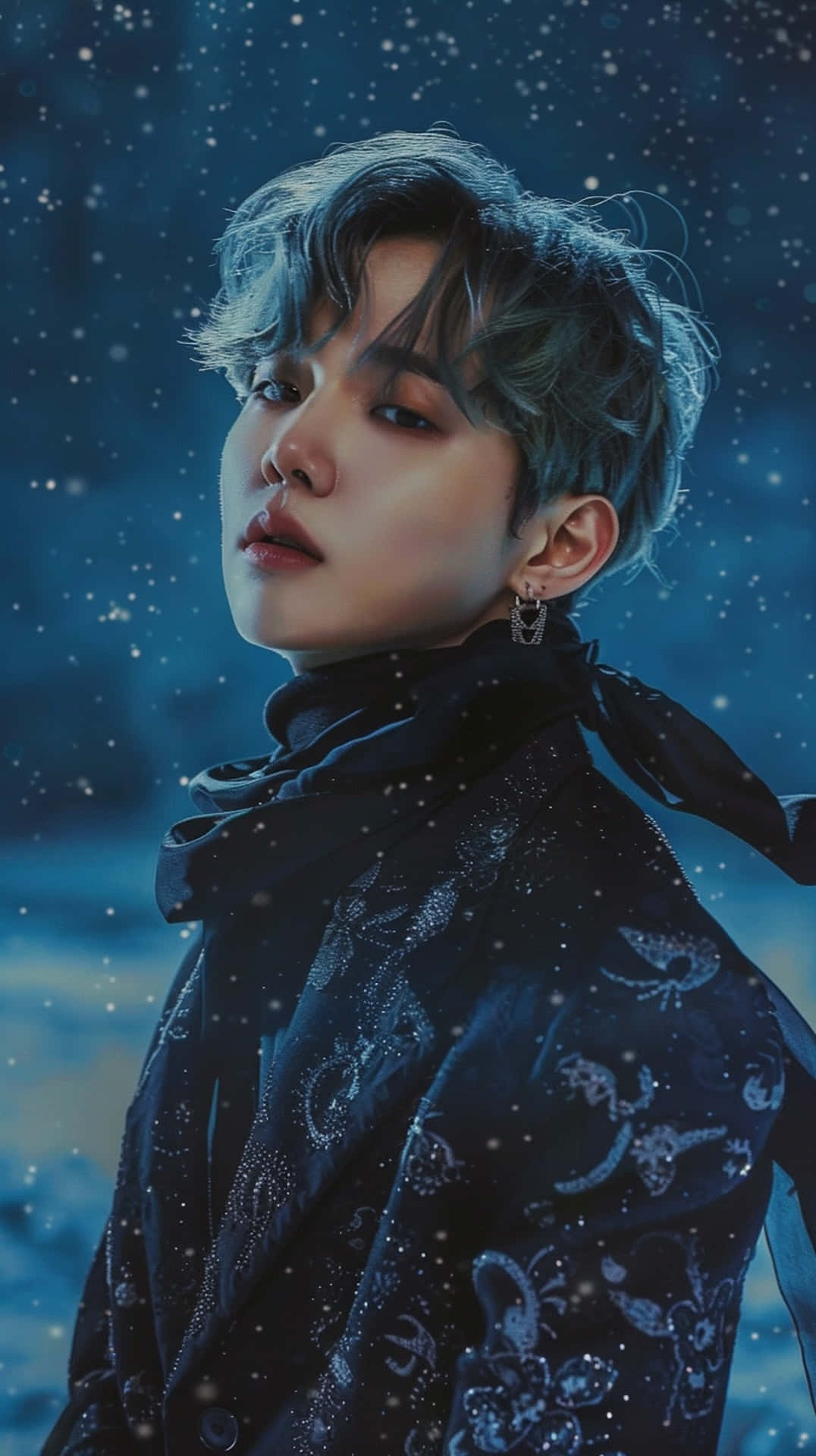 BTS Suga, silver hair, dark eyes, Full HD Phone Wallpaper