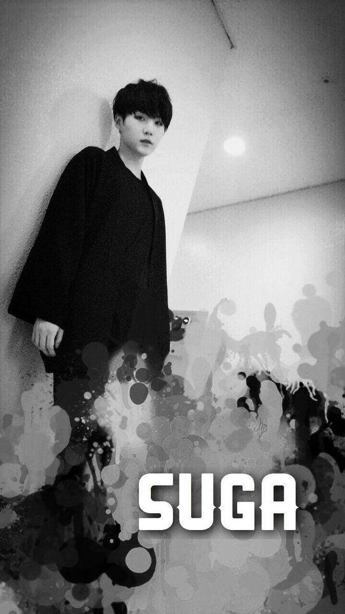 BTS Suga, grayscale, dark coat, SD Phone Wallpaper