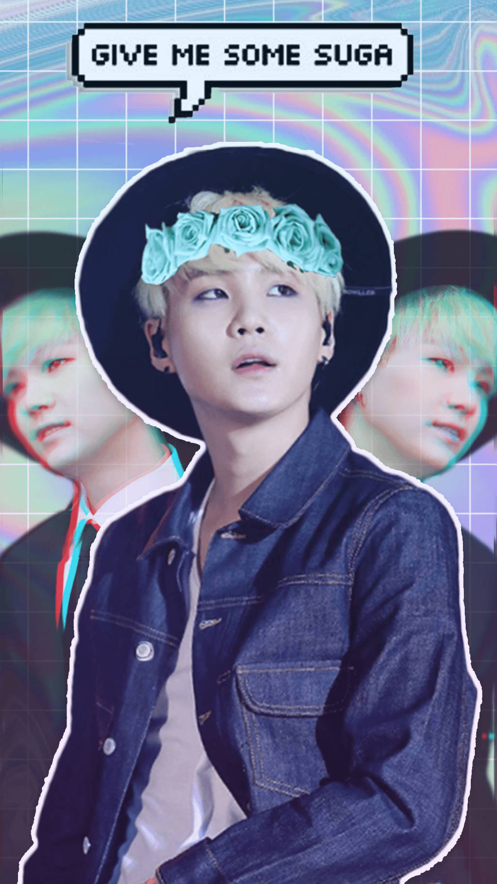 Suga BTS, blonde hair, floral headband, HD Phone Wallpaper