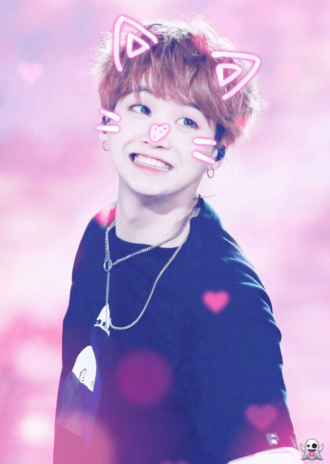 BTS Suga, cat ears, heart filter, HD Phone Wallpaper