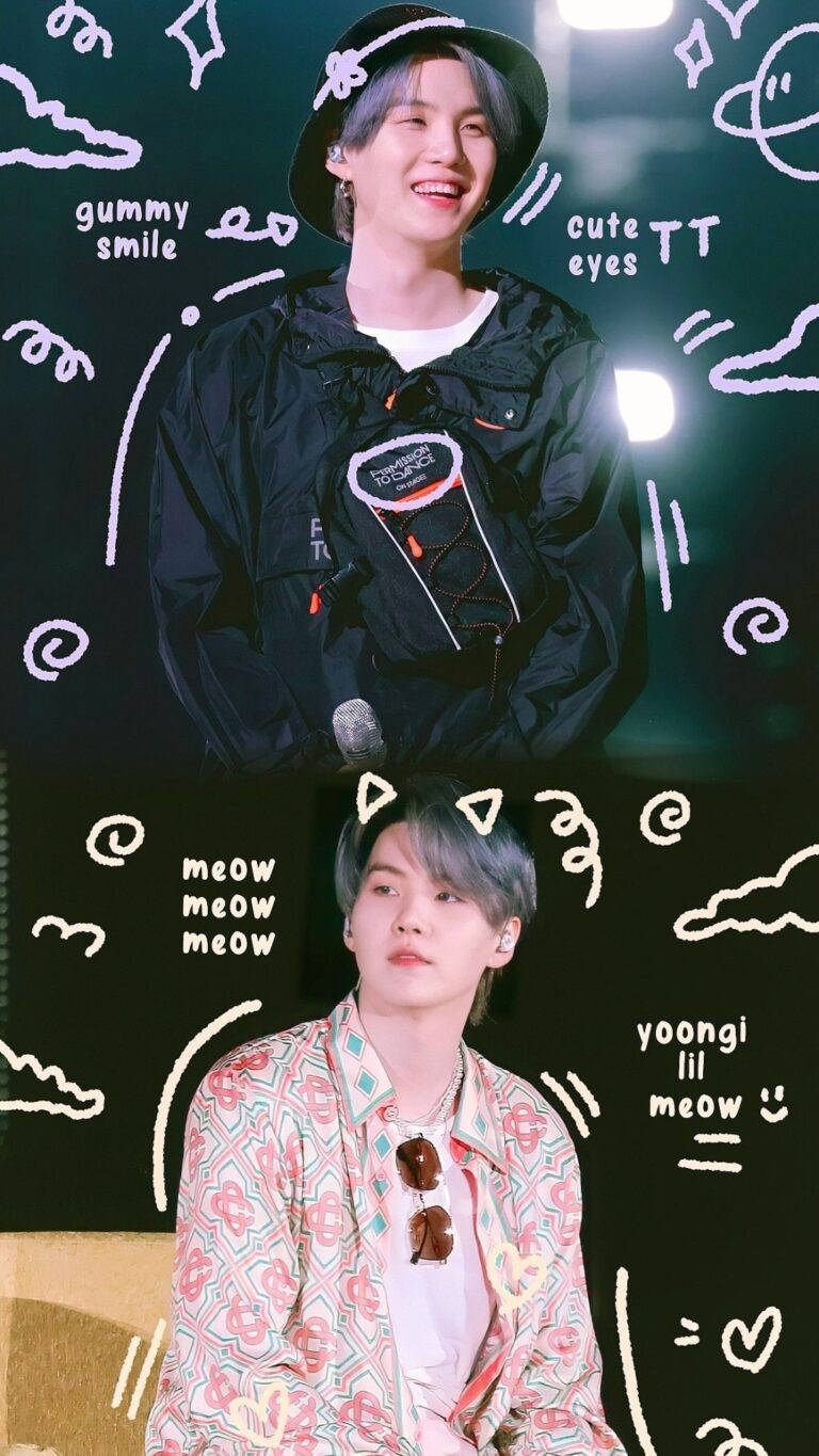 BTS Suga, cute doodles, playful white doodles, HD Phone Wallpaper