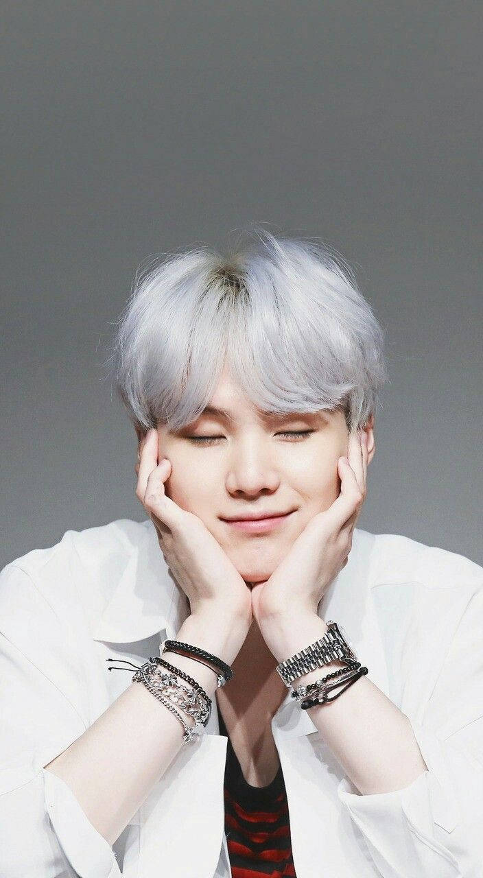 BTS Suga, platinum blond hair, silver hair, HD Phone Wallpaper