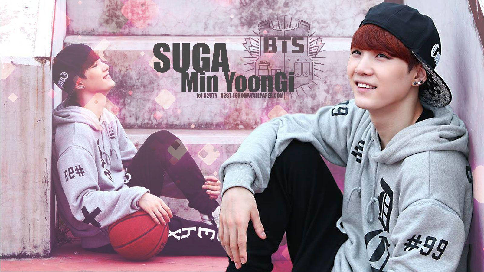 Suga BTS, grey hoodies, graffiti wall, HD Desktop Wallpaper